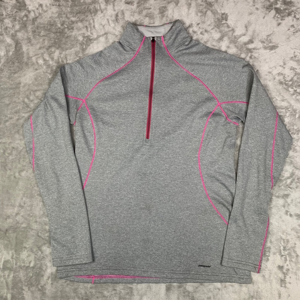 Patagonia Capilene 3 Midweight 1/4 Zip Pullover Baselayer‎ Gray Pink Womens M